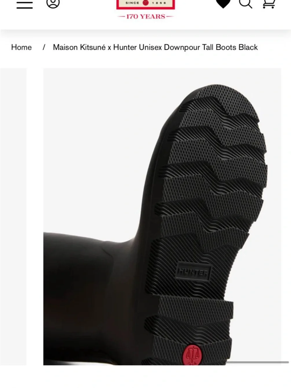 MAISON KITSUNÉ x Hunter Black Tall Rain Boots with Orange Trim